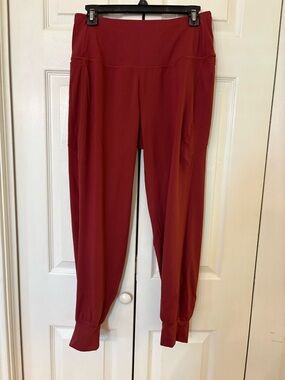 Calia High-Waist Jogger Pants - Deep Red Medium